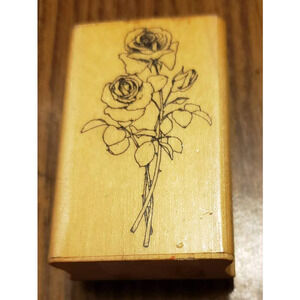 Hero Arts Rose Flower Stems Wood Mounted Rubber Stamp